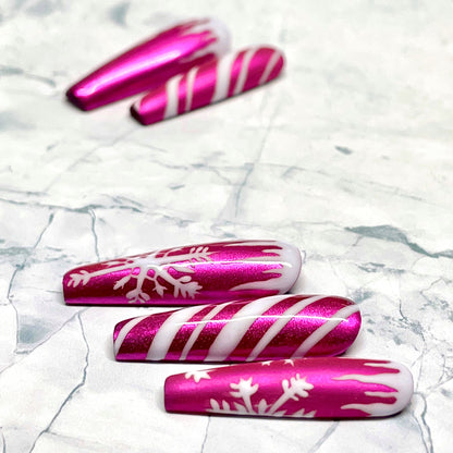 Candy Cane Kiss | Luxury Press On Nails